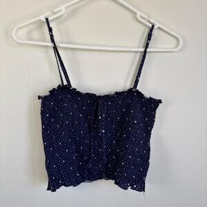 Free People XS S Dotted Navy blue crop top